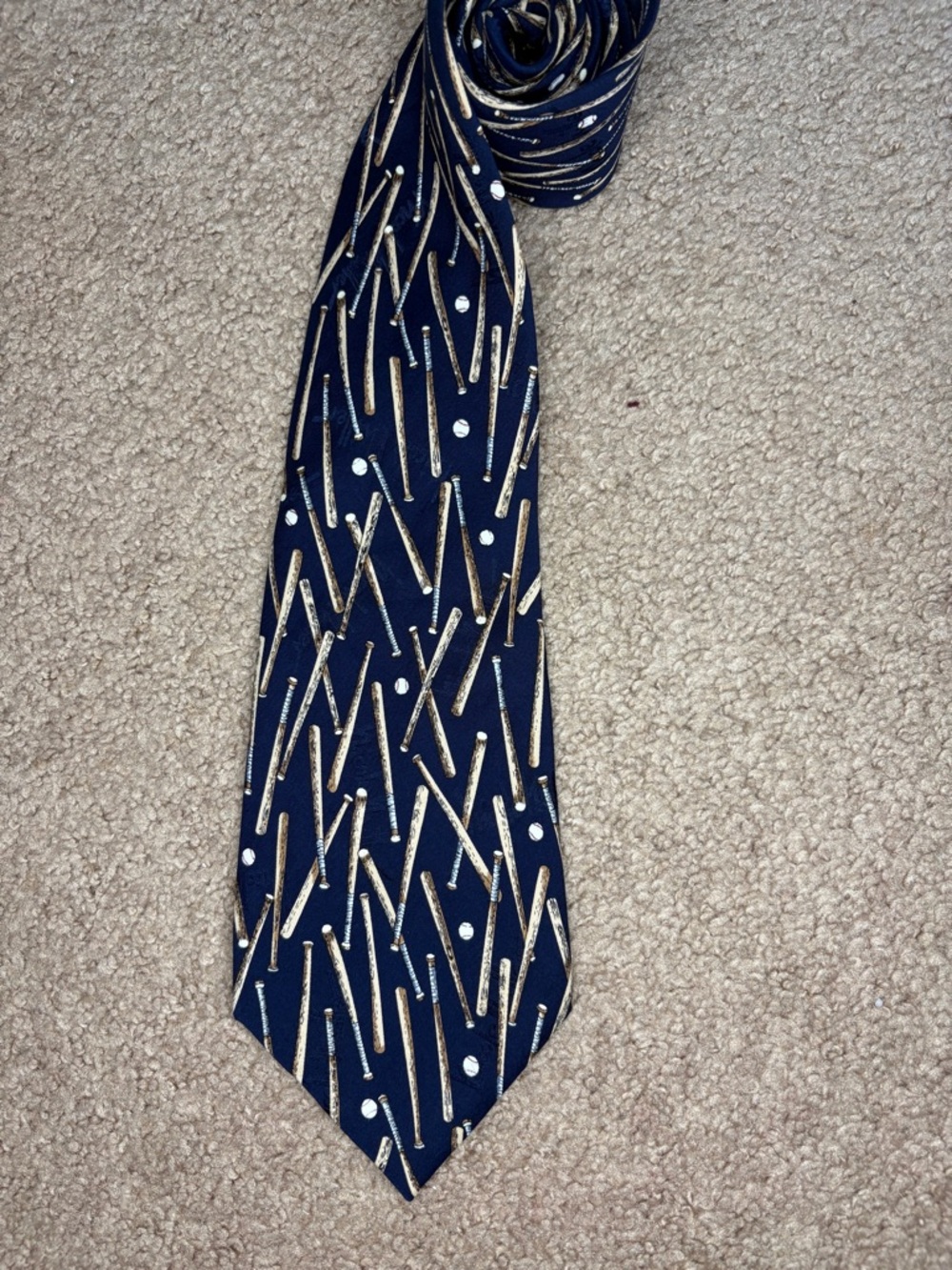 Nicole Miller Navy Tie with Baseball Pattern